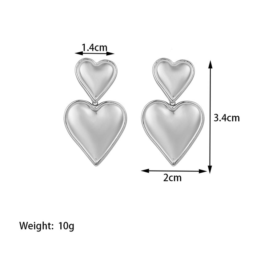 Orecchini a doppio cuore [acciaio inossidabile, oro 18K placcato]