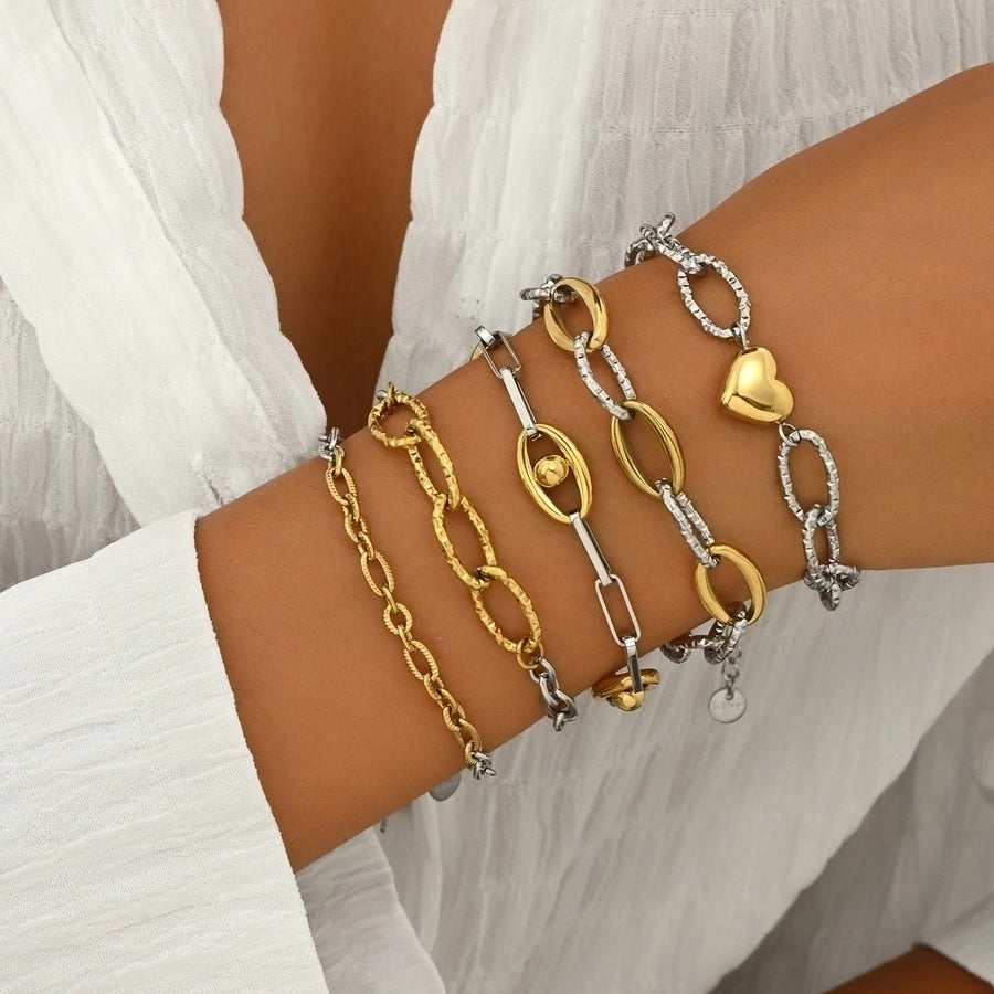 Mixed Silver Gold Bracelets [304 Stainless Steel, 14K Gold Plated]