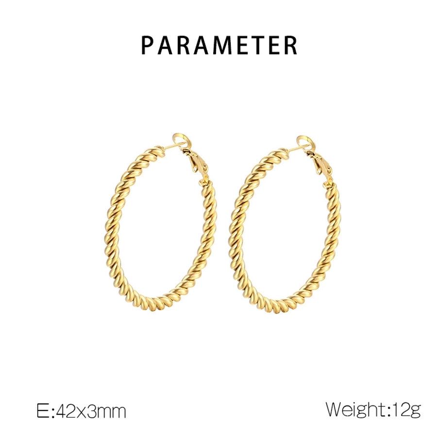 Round Twist Hoop Earrings [304 Stainless Steel,18K Gold Plated]