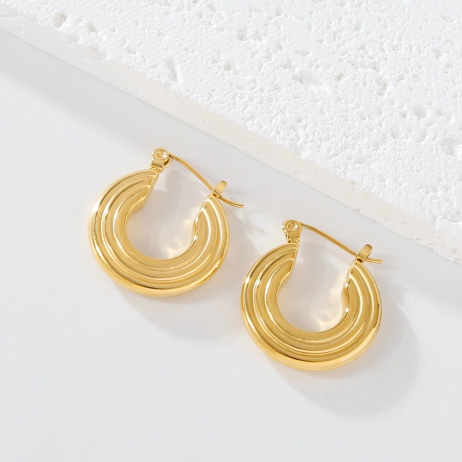 Geometric Hoop Earrings [316 Stainless Steel,18K Gold Plated]