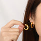 C Shape Hoop Earrings [304 Stainless Steel, 18K Gold Plated]