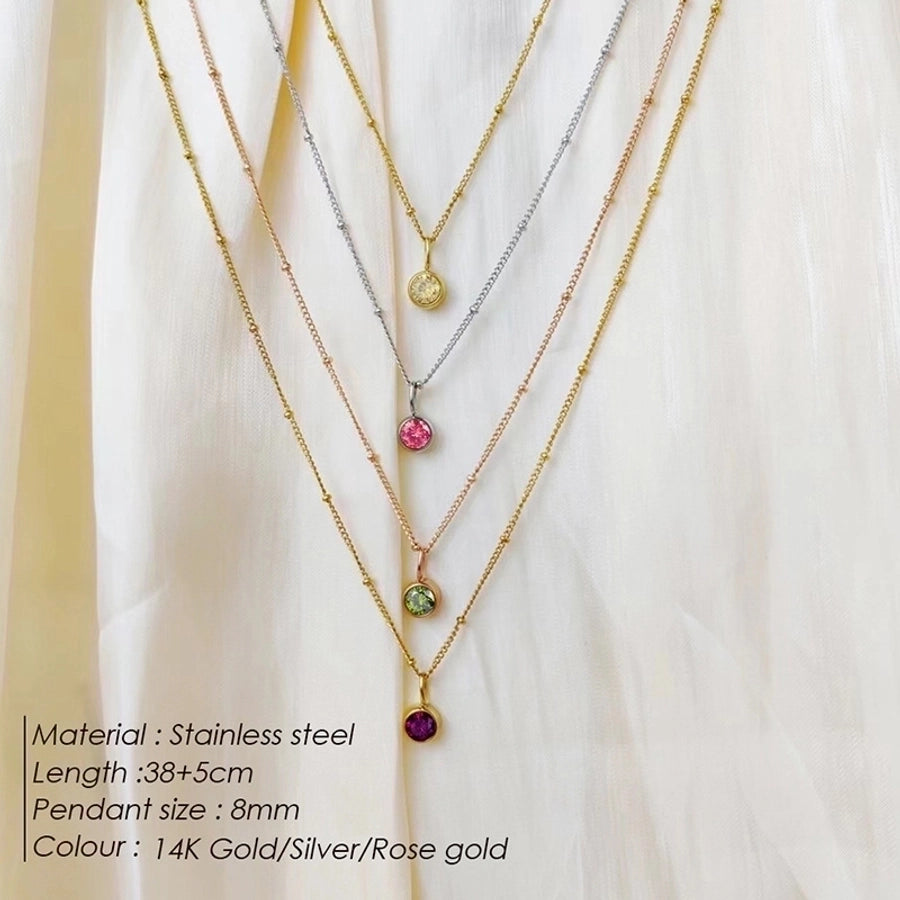 Geometric Rhinestones Pendant Necklace [304 Stainless Steel,14K Gold Plated]