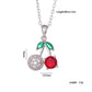 Glam Cherry Zircon Pendant Necklace  [304 Stainless Steel,Copper]