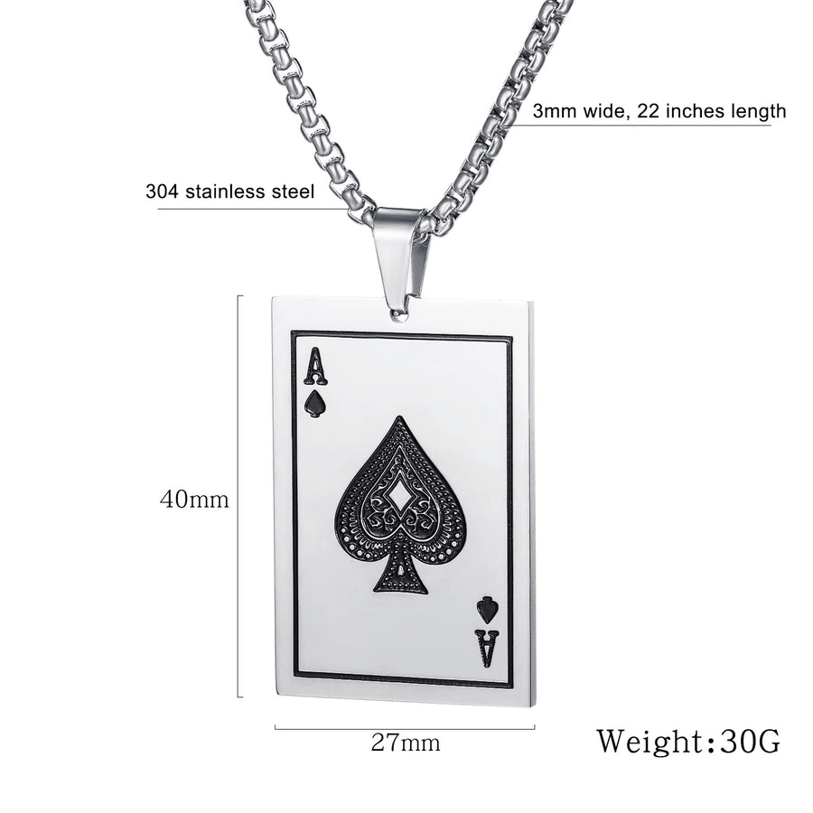 Classic Style Poker Pendant Necklace [304 Stainless Steel]