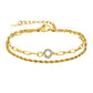 Letter Zircon Bracelets [201 Stainless Steel,Copper,18K Gold Plated]