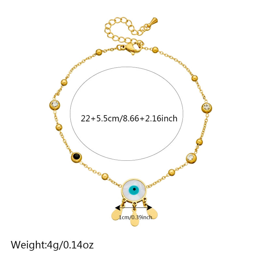 Vacatamiento de la forma del corazón del corazón Roman Numeral Pearls Anklet [304 acero inoxidable, 18k dorado chapado]