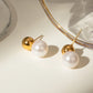 Retro French Style Artificial Pearls Earrings [304 Stainless Steel, 18K Gold Plated]