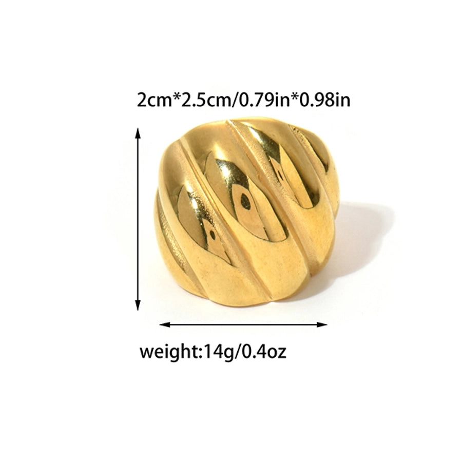 Thick Geometric Ring [304 Stainless Steel, 14K Gold Plated]