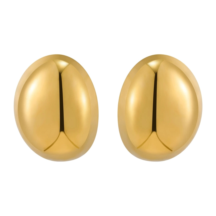 Oval Stud Earrings [316 Stainless Steel,18K Gold Plated]