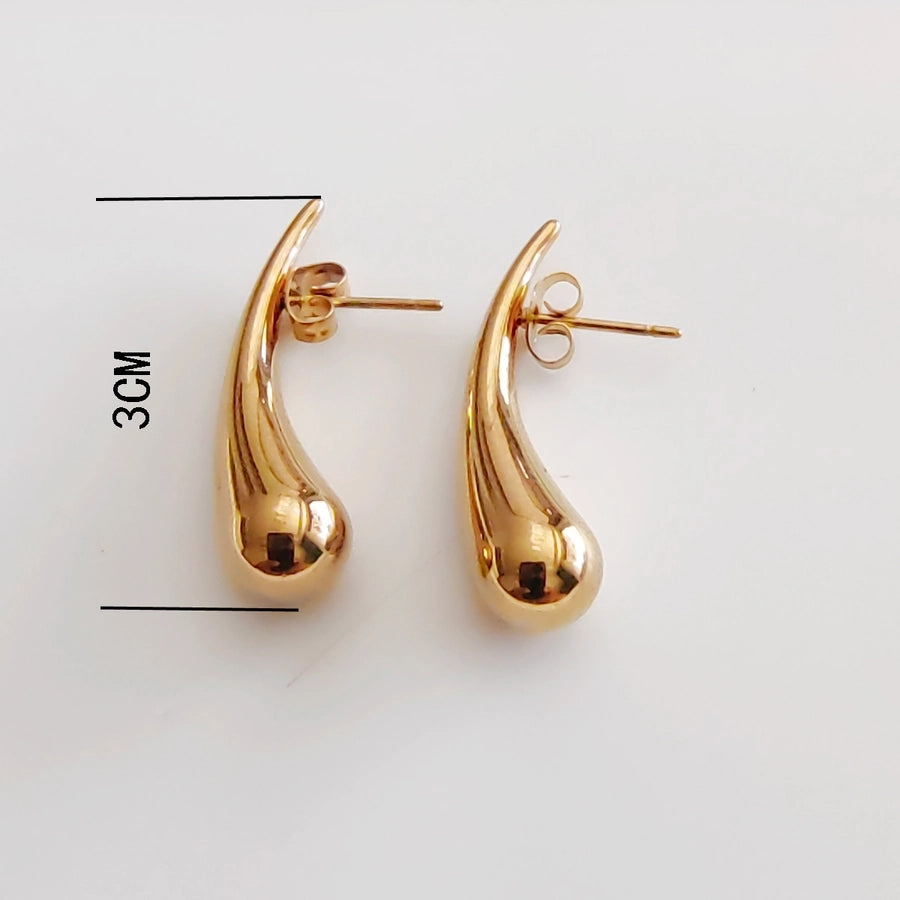 Piccole gocce d'acqua orecchini [304 acciaio inossidabile, oro 18K placcato]