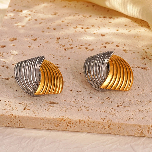 Stripe Stud Earrings [304 Stainless Steel]