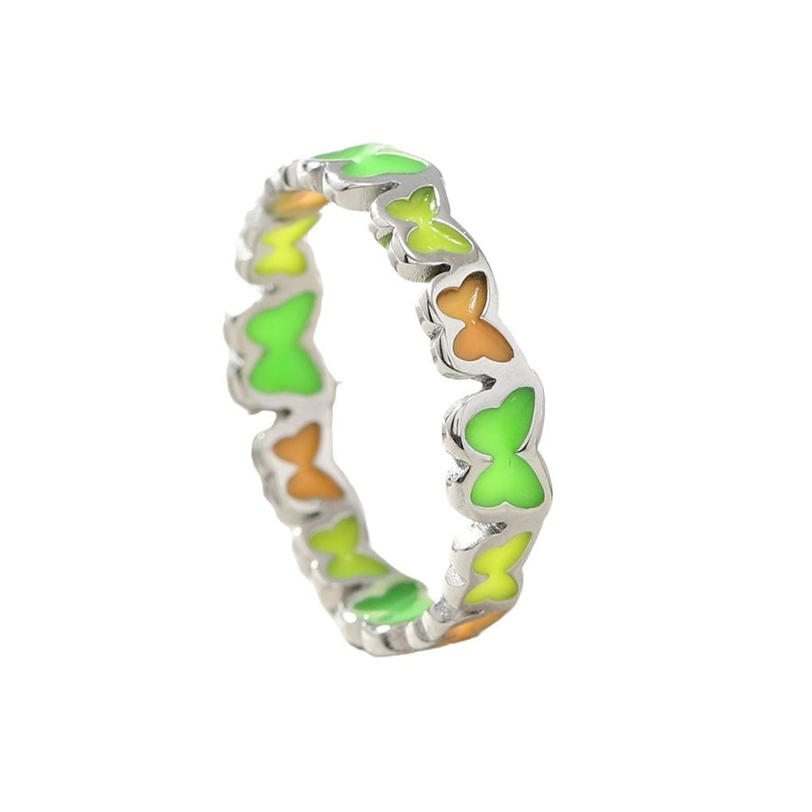 Colored Butterfly Enamel Ring [Stainless Steel]