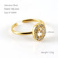 Shiny  Square Water Droplets Heart Shape Zircon Open Ring [Stainless Steel 18K Gold Plated]