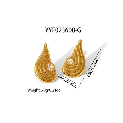 Wings Zircon Earrings [304 Stainless Steel,18K Gold Plated]