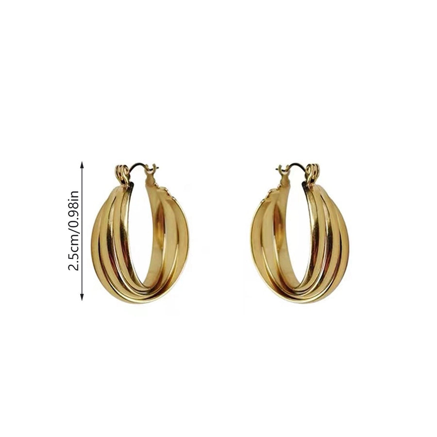 Round Layers Hoop Earrings [304 Stainless Steel,18K Gold Plated]