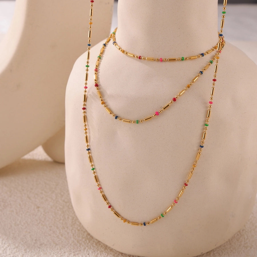 Colorful Seed Bead Bracelet/Anklet/Necklace [304 Stainless Steel,18K Gold Plated]