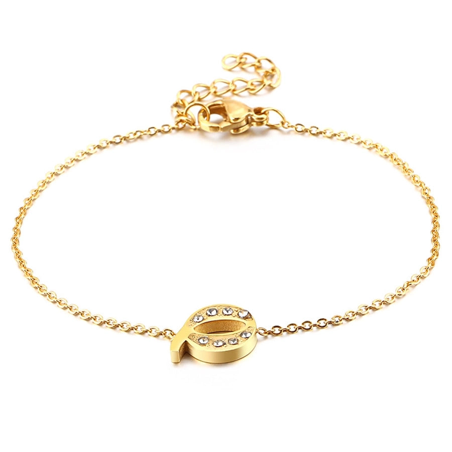 Letter Bracelets [304 Stainless Steel,18K Gold Plated]