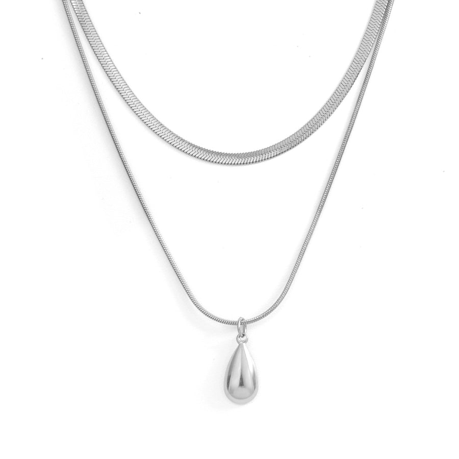 Moon Water Droplets Double Layer Necklaces  [304 Stainless Steel]