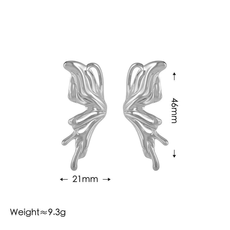 Butterfly Wings Earrings [304 Stainless Steel, 18K Gold Plated]