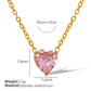 Pink White Zircon Heart Earrings/Necklace [304 Stainless Steel, 18K Gold Plated]