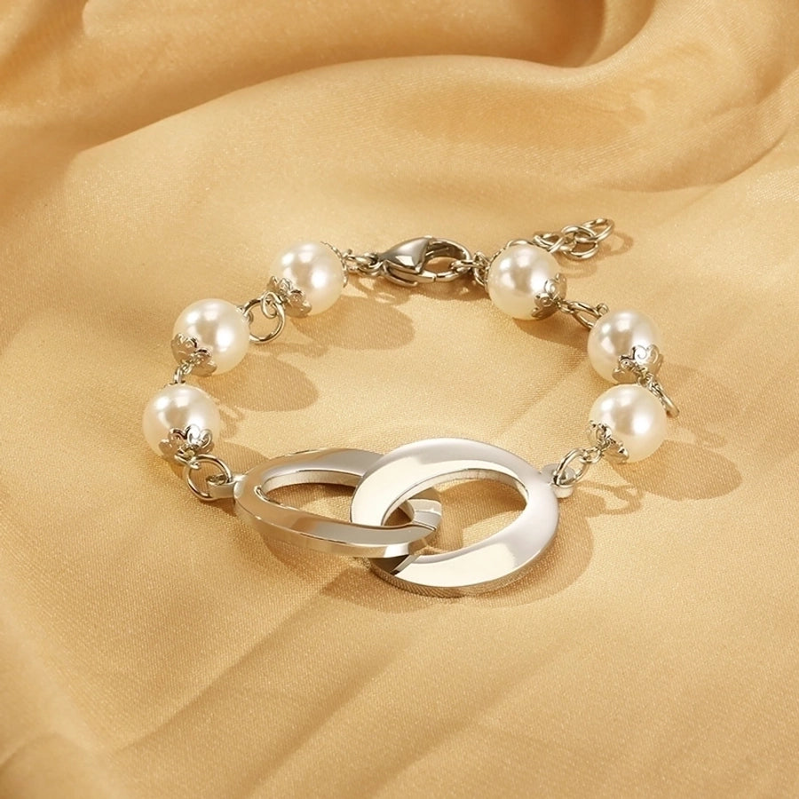 Pearl Resin Chain Bracelets [304 Stainless Steel,18K Gold Plated]