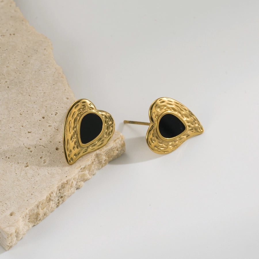 Heart Shell Earrings [304 Stainless Steel,18K Gold Plated]