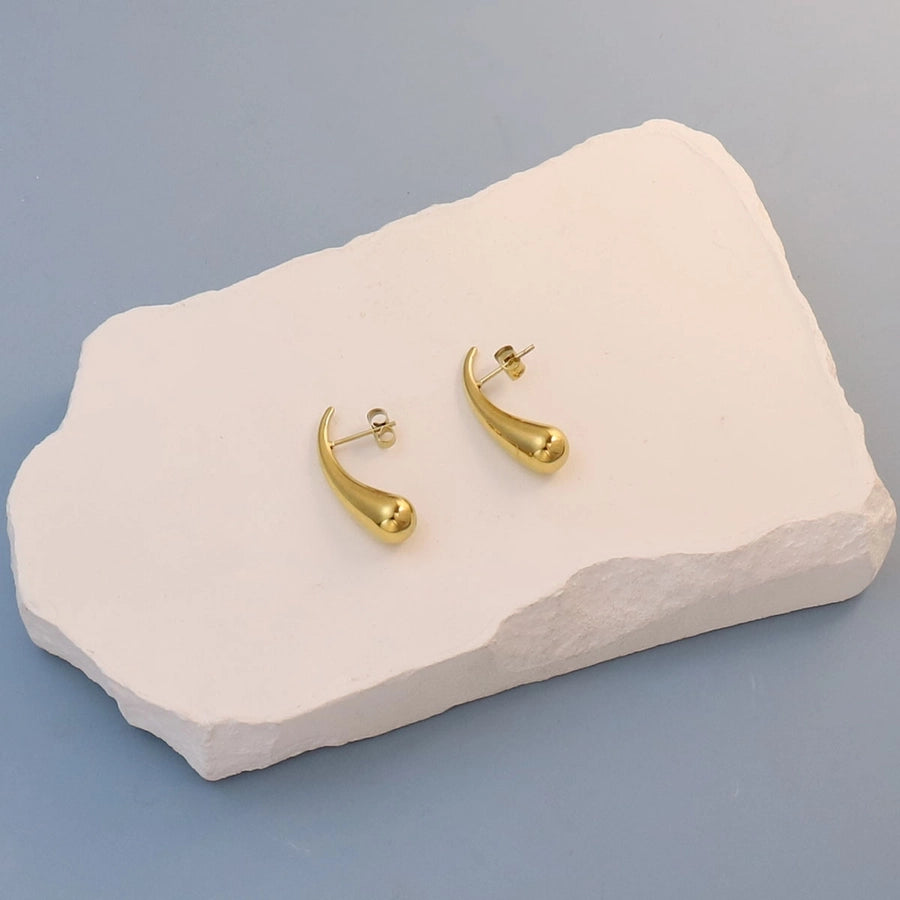 Gold Hook Earrings [304 Stainless Steel,18K Gold Plated]