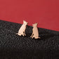 Dog Cat Ear Studs [304 Stainless Steel,18K Gold Plated]