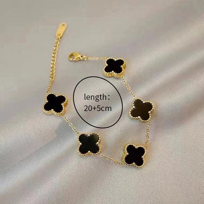 Four Leaf Clover Bracelet/Necklace [Stainless Steel,18K Gold Plated]