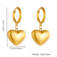 Heart Shape Drop Earrings [304 Stainless Steel,18K Gold Plated]