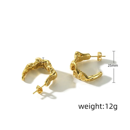 Irregular Stripe Earrings [304 Stainless Steel,18K Gold Plated]