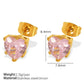 Pendientes/collar de corazón de circón blanco rosa [304 acero inoxidable, 18k dorado chapado]