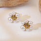 FrenchFlower Earrings [304 Stainless Steel,18K Gold Plated]