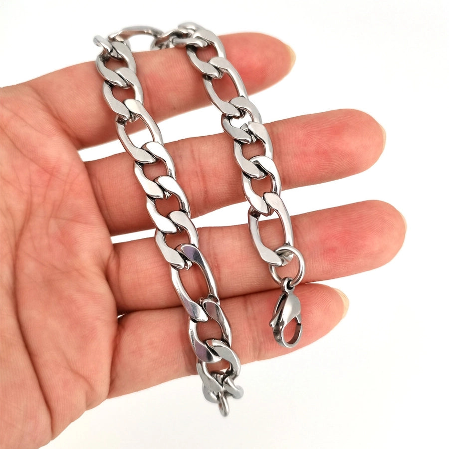 Figaro Chain Bracelet Silver[304 Stainless Steel]