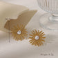 Sun Artificial Pearls Earrings [304 Stainless Steel,18K Gold Plated]