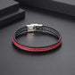 Casual Color Block Red Bracelet [304 Stainless Steel Pu Leather]