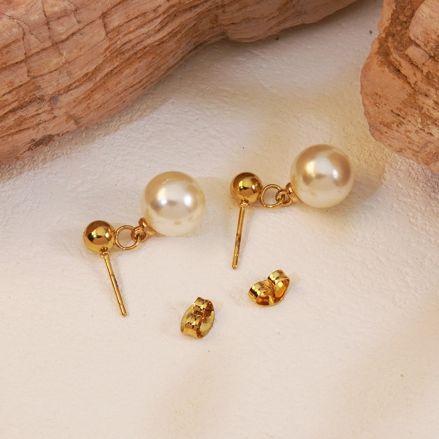 Princess Acrylic Imitation Pearl Gold  Drop Earrings [304 Stainless Steel]