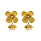 Bridal Flower Artificial Pearls Drop Earrings [304 Stainless Steel,18K Gold Plated]