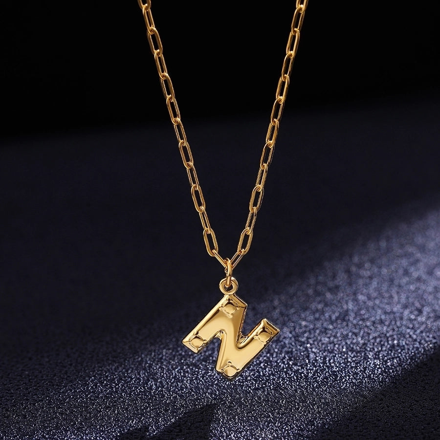 Jewelry Preppy Style Solid Color Shiny Letter 304 Stainless Steel Pendant Necklace