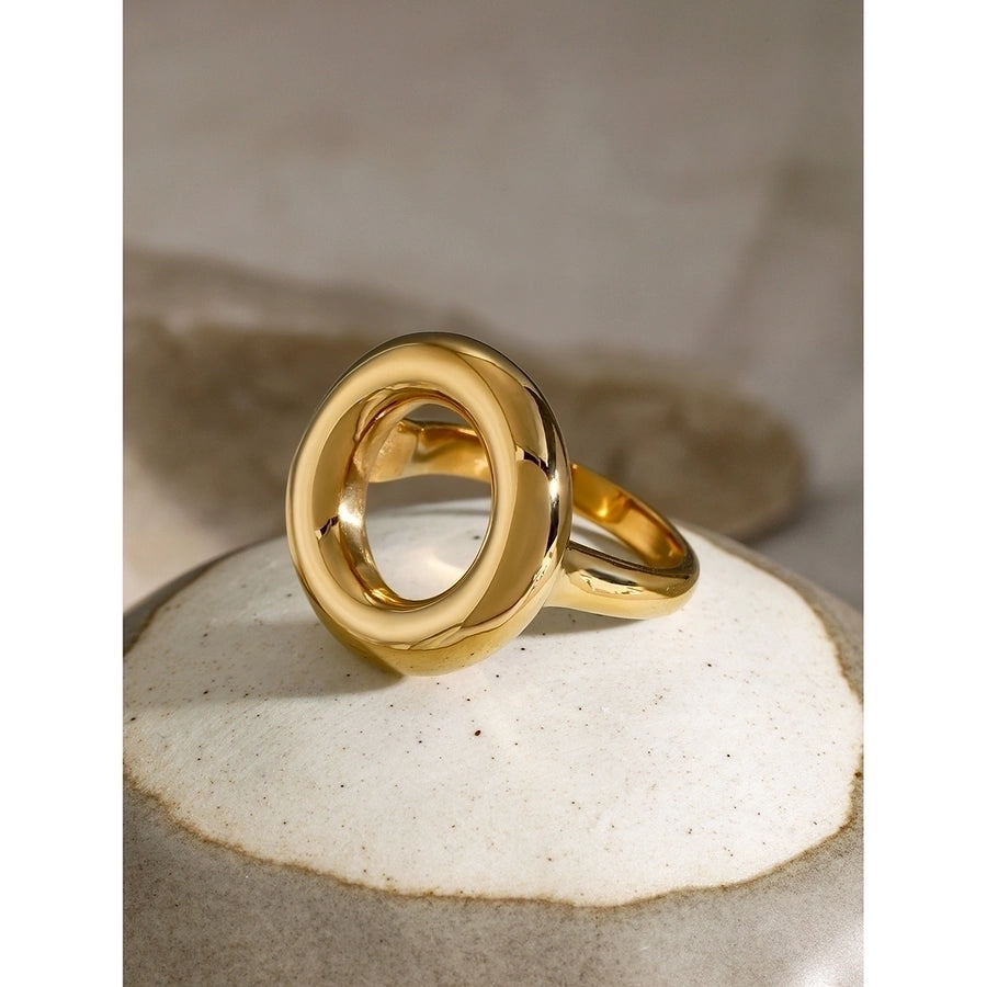 Runder Hohlring [304 Edelstahl, 18K Gold plattiert]