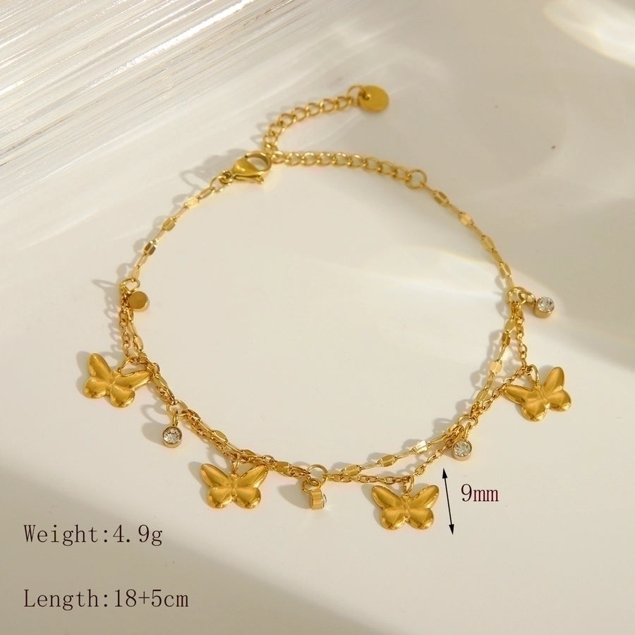 Artistic Star/Flower/Butterfly Bracelet [304 Stainless Steel,18K Gold Plated]