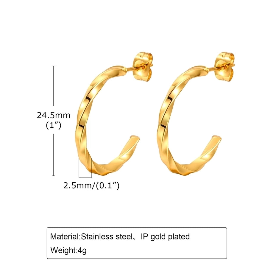 Spiral Stripe Earrings [201 Stainless Steel,18K Gold Plated]