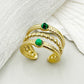 Layered Plating Stripe Turquoise Open Ring [304 Stainless Steel 14K Gold Plated]