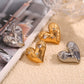 Heart Shape Rhinestones Earrings [304 Stainless Steel,18K Gold Plated]