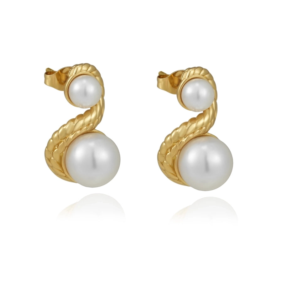 Baroque Style Irregular Artificial Pearls Earrings [304 Stainless Steel,18K Gold Plated]