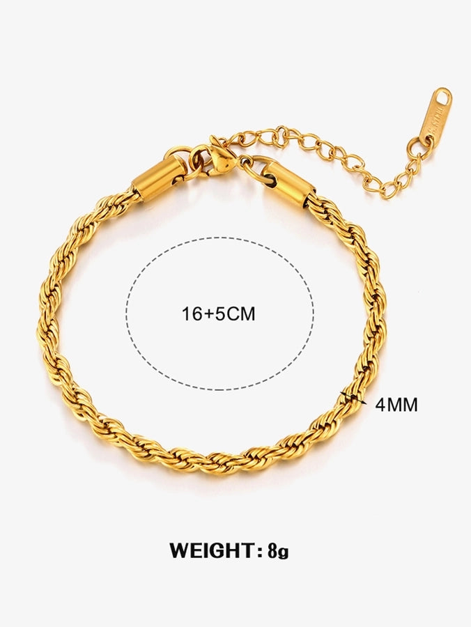 Twist Rope Chain Bracelets [304 Stainless Steel,18K Gold Plated]