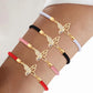 Butterfly Zircon Nylon Woven Chain Bracelet [304 Stainless Steel]