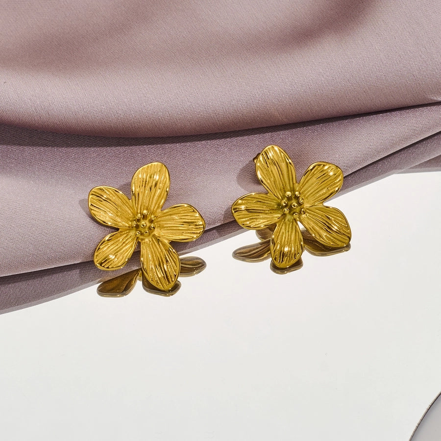 Elegant Flower Earrings [316 Stainless Steel,18K Gold Plated]