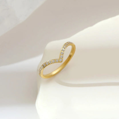 Zircon Wavy Band Ring [304 Stainless Steel]