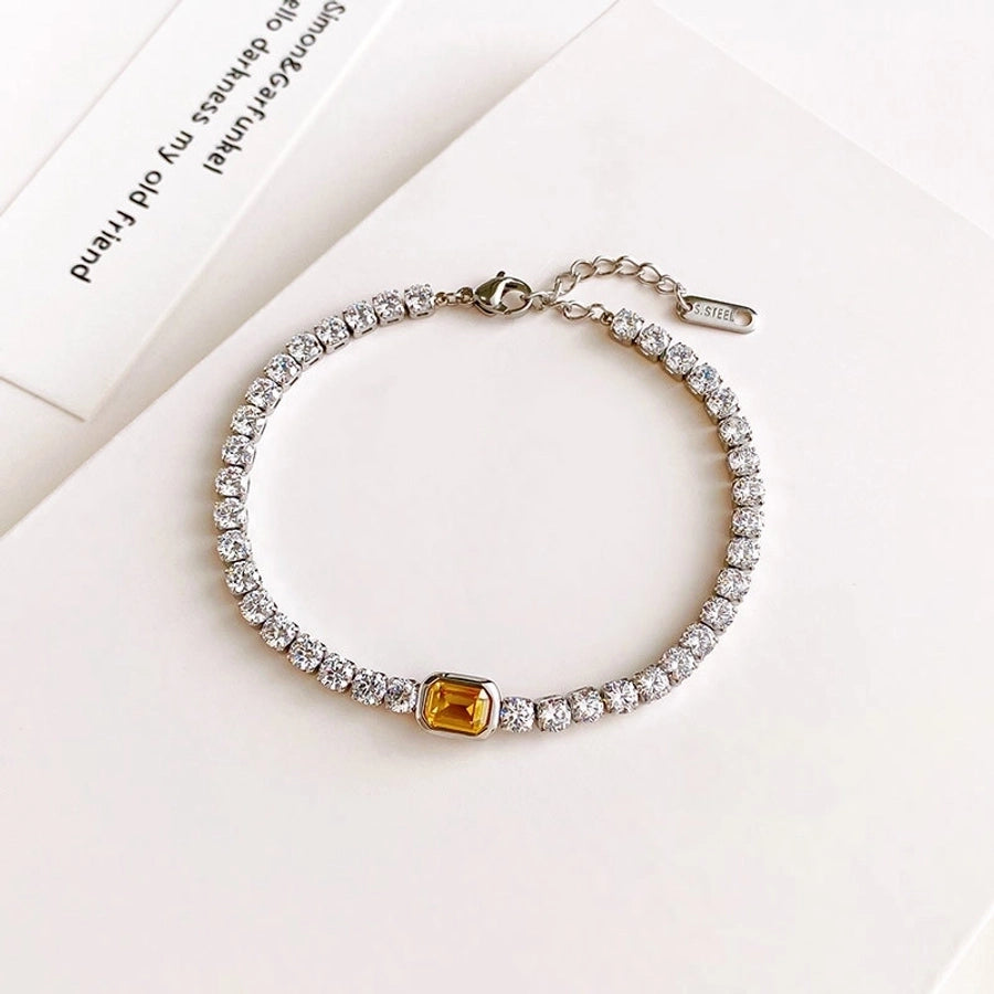 Colored Stone Zircon Bracelet [304 Stainless Steel]